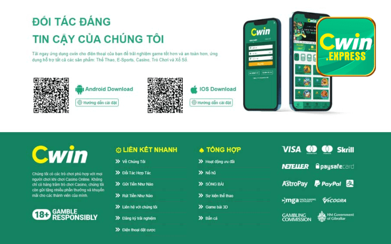 Có thể tải app CWIN về điện thoại có hệ điều hành IOS và Android 